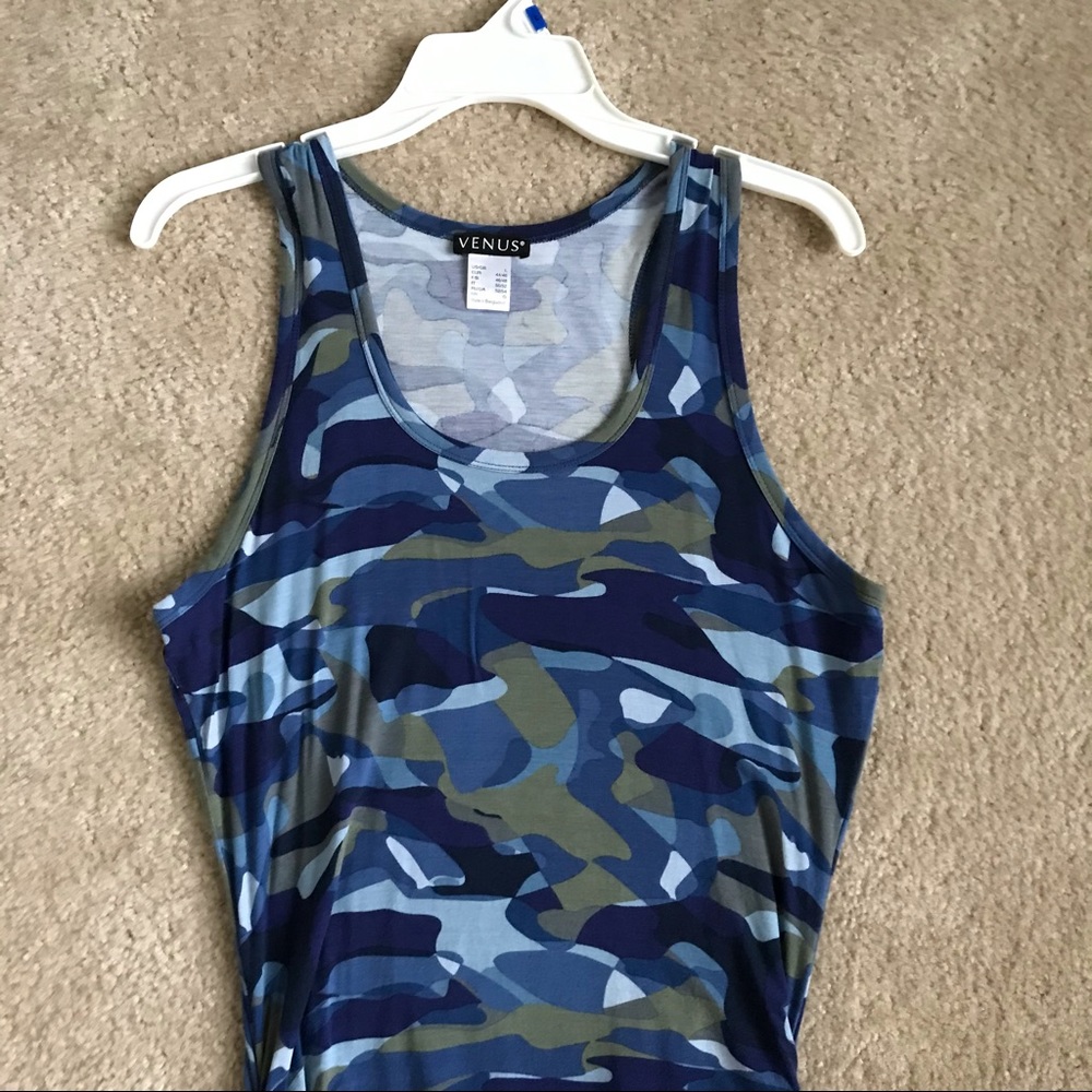 Venus ruched tanked dress. Size Large in Camo